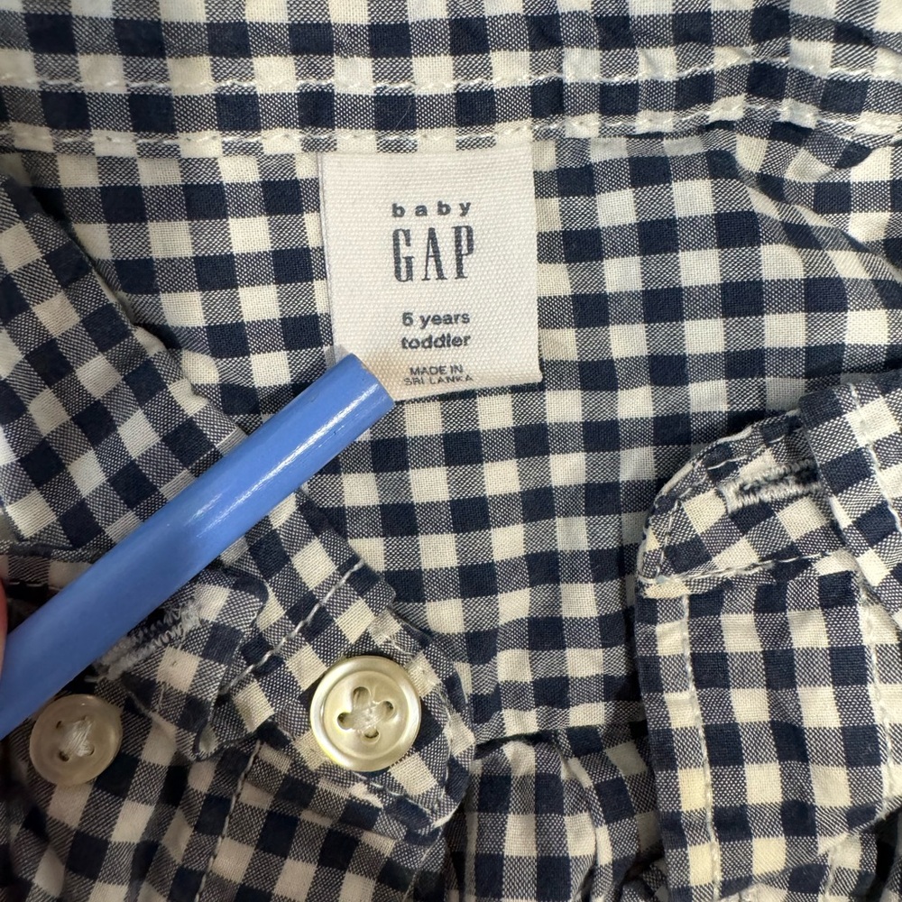 GAP - Navy Blue & White Gingham checked Button Down Shirt